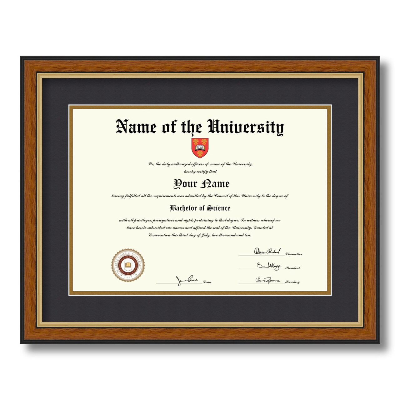 ArtToFrames 10x14 inch Diploma Frame - Framed with Black and Gold Mats, Comes with Regular Glass and Sawtooth Hanger for Wall Hanging (D-10x14)